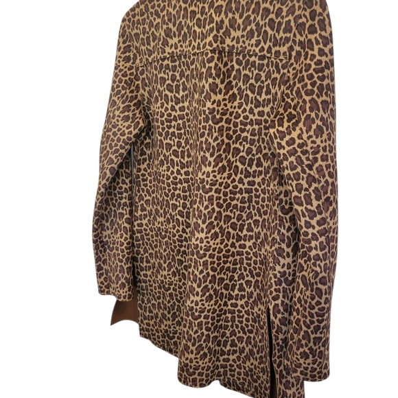 Bellini Fashion Faux Suede Leopard Print Long Jacket XS - Picture 5 of 8